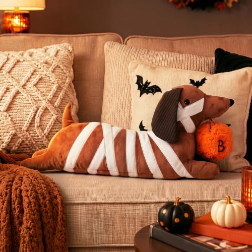 Halloween Mummy Dachshund Pillow - 19 Inch Cute Seasonal Decor - Variation of THIS listing