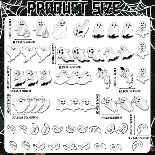 36Pcs Halloween Ghost Magnetic Car Decals Reflective Ghost Stickers for Outdoor & Garage Decor