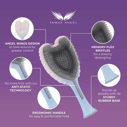 Tangle Angel Detangling Hair Brush - Anti-Static Angel Wing Design for Effortless Styling | Gloss Pink