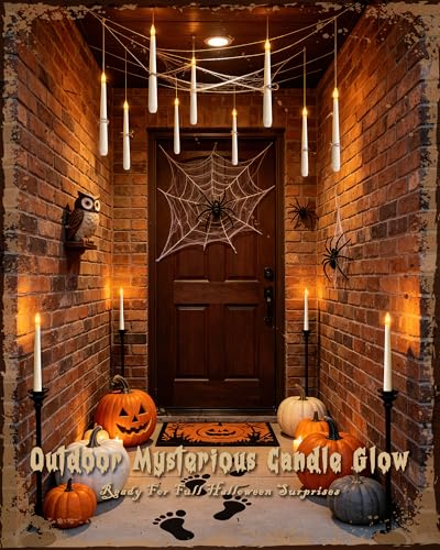 White 20PCS Flameless Floating Candles with Wand Remote - Halloween Indoor Ceiling Decor