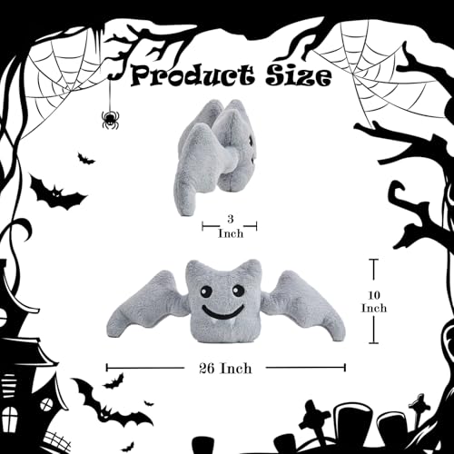 Bat Pillow 26-Inch Grey Bat-Shaped Plush Halloween Throw Pillow - Set of 1
