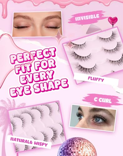 False Eyelashes Wispy Natural Short 13MM Pack of 7 Pairs - Adious AD222