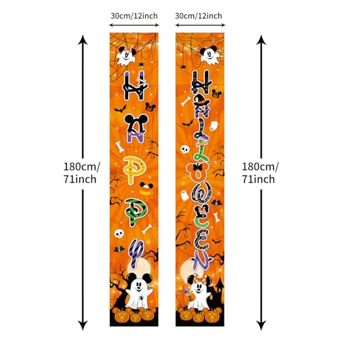 2-Pack Halloween Porch Sign Banner Set - Ghost Jack-o-Lanterns & Spiders