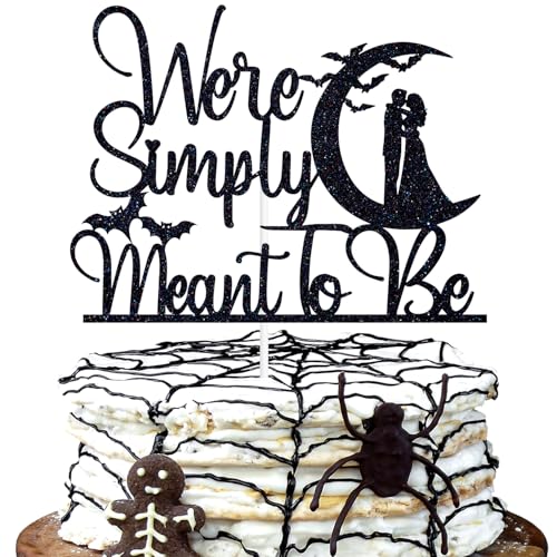 Halloween Wedding Cake Topper Glitter Skeleton Bride & Groom Decor
