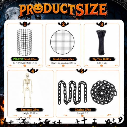 Halloween Skeleton Cage Kit - Outdoor Horror Decorations for Scary Haunted Scenes
