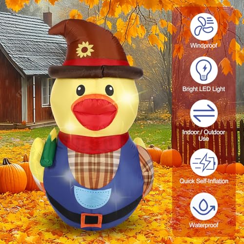 5ft Fall Inflatable Outdoor Thanksgiving Decor - Scarecrow Duck Variation