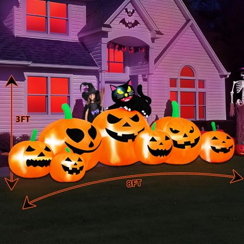 8FT Halloween Inflatable Pumpkin with Cat & LED Lights - Outdoor Yard Decoration - Variation of This Listing
