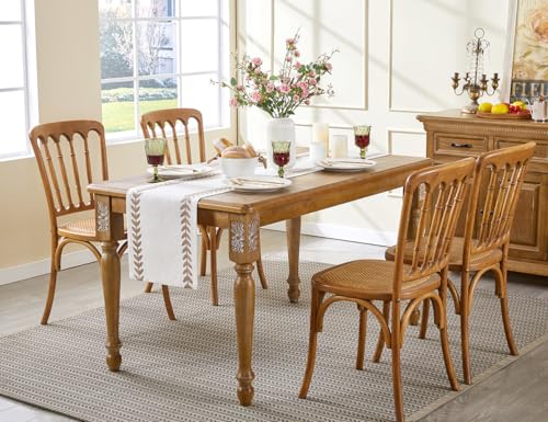 Taupe Linen Embroidered Table Runner 13x108 Inches - Elegant Dining Decor