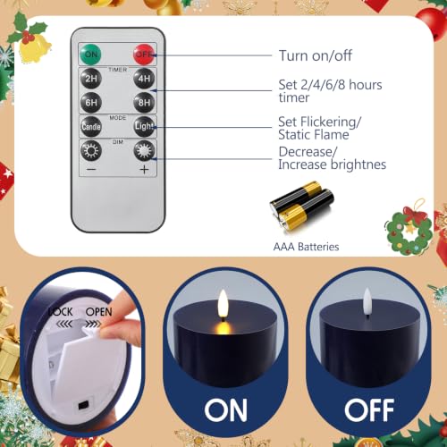 Navy Blue Flameless LED Candles Set - 3 Sizes with Remote & Timer