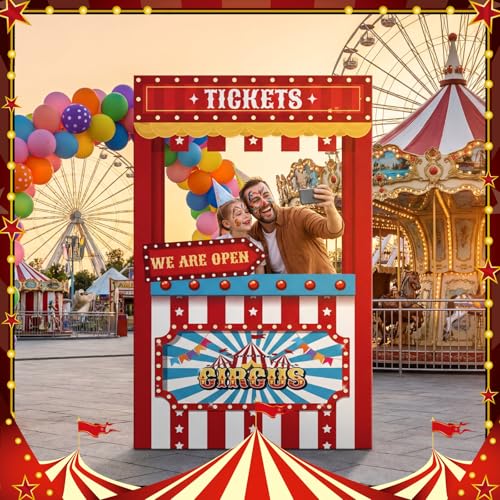 Red Carnival Photo Booth Backdrop 4x2.3 ft Party Decorations for Events