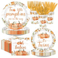 168-Piece Fall Pumpkin Baby Shower Party Supplies Set for Twins