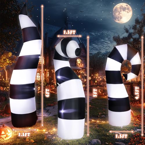 Halloween Inflatable Worm Decor with Built-in LED Lights - 3 Pack, 4.5-6 Feet