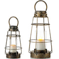 Nuptio Hurricane Candle Lantern Set Small & Large Rustic Farmhouse Hanging & Free-Standing