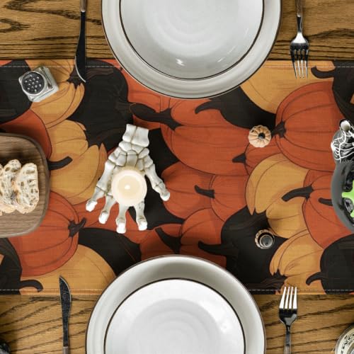 Halloween Table Runner 13x108 Inch Orange Polyester Home Party Decor - Variation of THIS listing