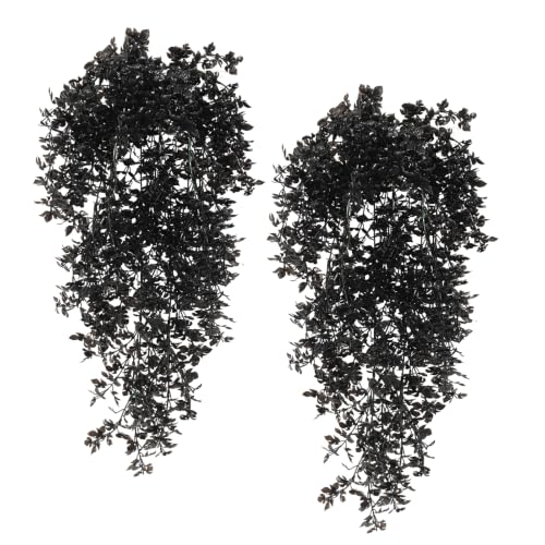 Black Faux Monstera Vines - Hanging Decor for Halloween & Outdoor 4 Pack