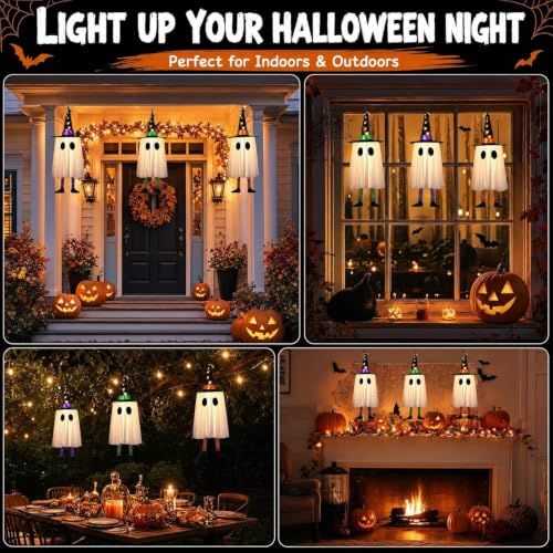 Outdoor Halloween Ghost Decorations 3-Pack with Flash Modes & Timer