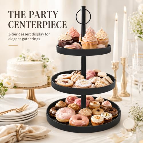 Black 3-Tier Cupcake Stand for Halloween Party Treats - 2 Pack