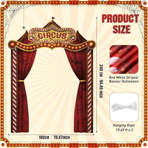 Halloween Circus Tent Banner Decorations - Creepy Carnival Party Backdrop