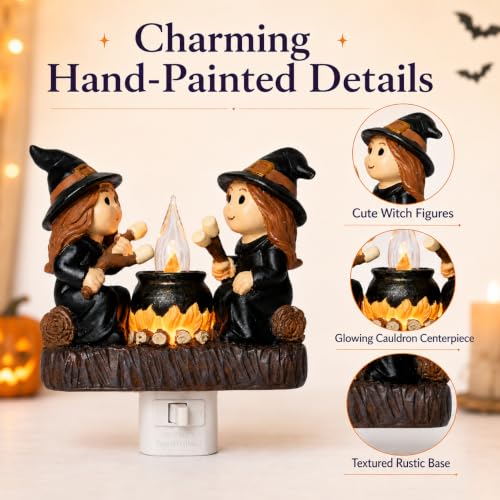 Halloween Witch Night Light Plug-In Witch Decor with Flickering Cauldron - Variation of THIS listing