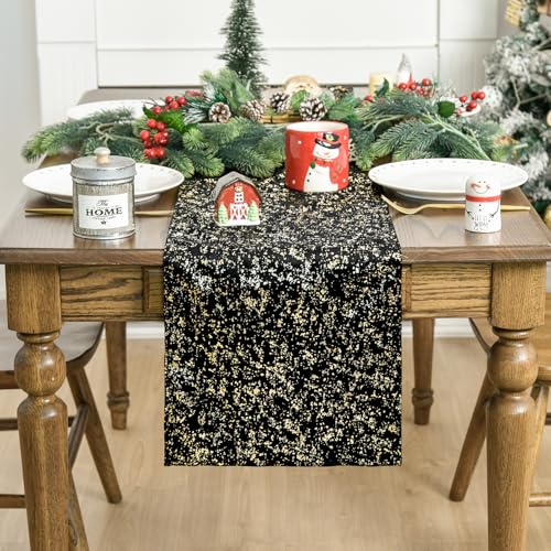 Black Dutch Fleece Table Runner 13x108 Inch Holiday Kitchen Decor