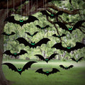 Halloween Hanging Bat Decorations Set - 18 Waterproof Creepy Bats with Glowing Eyes for Outdoor Yard and Party Decor