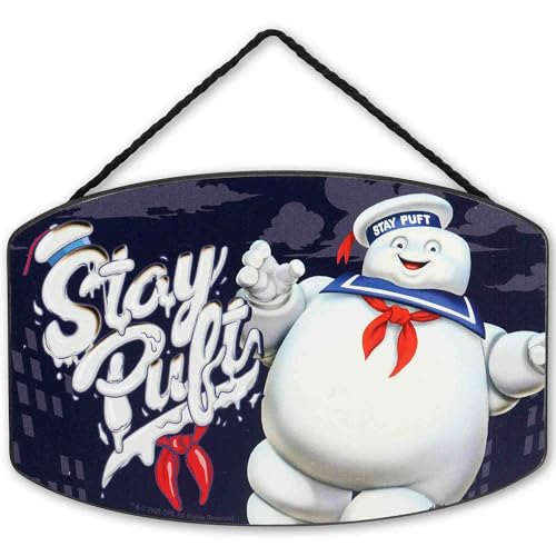 Ghostbusters Stay Puft Marshmallow Man Hanging Wood Wall Decor - Blue Variation