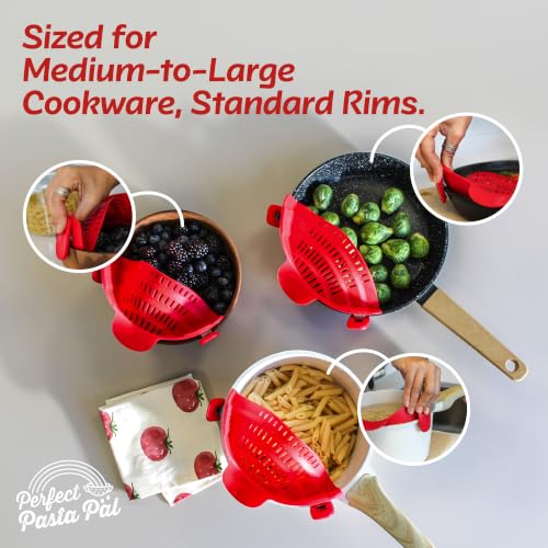 Silicone Pasta Strainer Clip-On Pot Drainer for Vegetables & Food