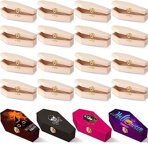 Halloween Coffin Box Set - 20 Wooden Coffin Storage & Decoration Boxes