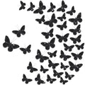 Black Feather Butterfly Wall Decor Set - 36 Monarch Decorations, 3 Sizes, Indoor & Outdoor Use (Variation: Black / 36)