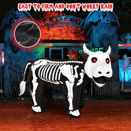 Halloween Inflatable Cow Skeleton 6FT Outdoor Yard Decoration with Lights