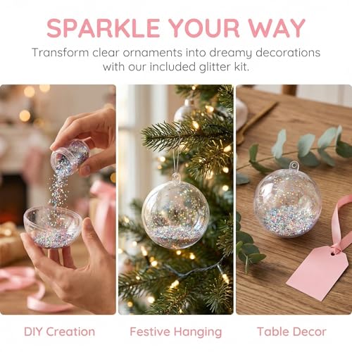 Small Transparent Fillable Acrylic Ornament Balls - 20 pcs, 6cm, DIY Crafts