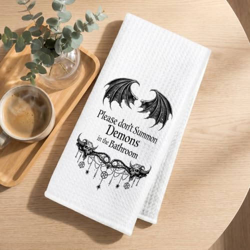 Halloween Hand Towels for Bathroom - Humor Waffle Weave Absorbent Towel Multi 1753