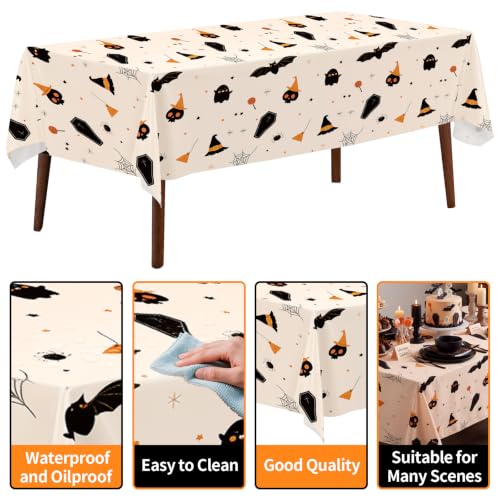Halloween Beige Plastic Table Cover Roll - 54 x 300 Feet with Slide Cutter - Ghost Bat Pattern, Disposable Party Tablecloth (Variation of THIS listing: 3600" x 54")