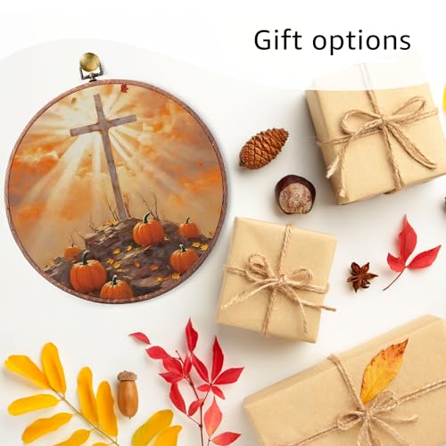 Pumpkins Fall Christian Thanksgiving Wall Art Decor - Rustic Autumn Canvas 10x10 with Hanging Hook