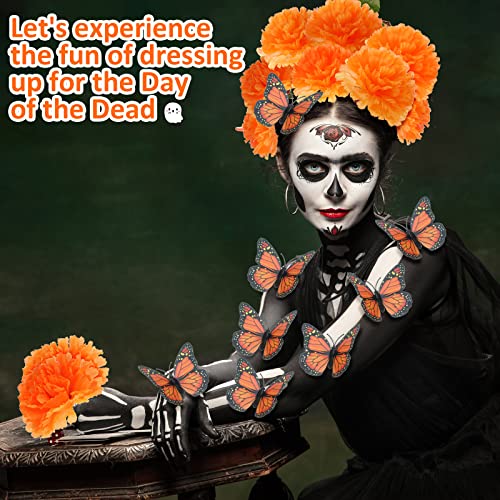 Dia de Los Muertos Decorations Set - 160 Piece Festive Ornaments with Butterflies & Marigolds