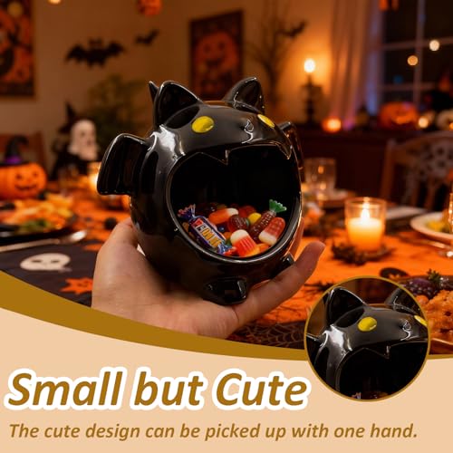 Bat Shaped Ceramic Bowl - Cute Halloween Storage Container for Home Decor - Black - Variation of THIS listing