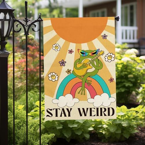 Rainbow Frog Garden Flag Outdoor Banner - Summer Garden Decor