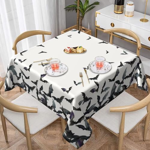 Halloween Tablecloth Square 54x54 Inch Black Bats Farmhouse Decor - Sorktse