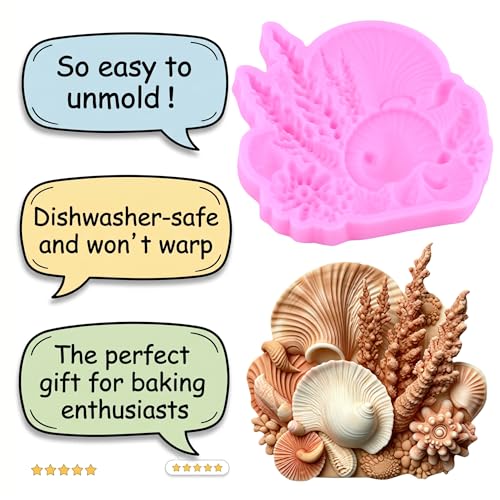 Marine Theme Fondant Molds Seashell & Seaweed Silicone Mold - Style D