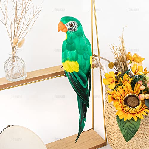 Artificial Green Parrot Decoration - 17.7 Inch Lifelike Bird for Christmas & Garden