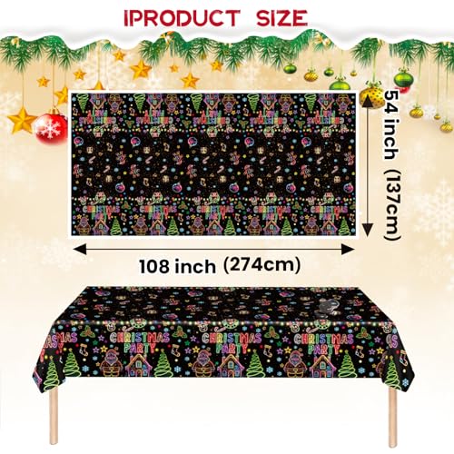 Christmas Party Tablecloth 54x108 Inch Disposable Holiday Decor 3 Pack
