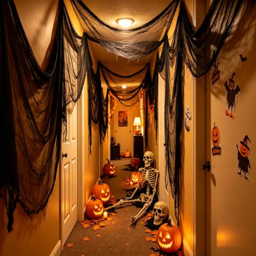 Halloween Creepy Cloth Black 85x197in - Spooky Holiday Decorations