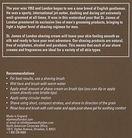 St James of London Mandarin & Patchouli Shave Cream Jar, 5.07oz