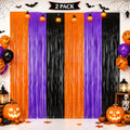 Halloween Decorations Tinsel Backdrop Set - Orange Purple Black, 2 Pack