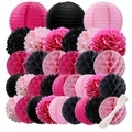 Pink Mouse Paper Decoration Set Rosy Black Pink - 33 Pcs Party Decor
