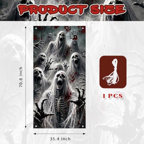 Halloween Door Cover Skeleton Zombie Hands - Skull Variation 35" x 71"