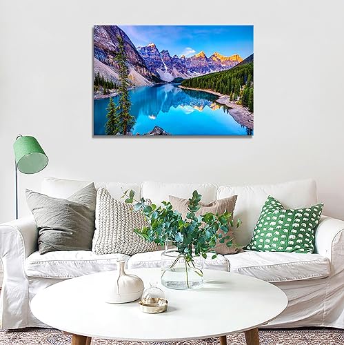 Mountain and Lake Nature Landscape Wall Art Canvas - Lake Variation 36"L x 24"W