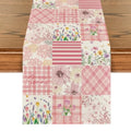 Pink Tulip Dahlia Floral Table Runner 13x120 Inch for Spring & Summer Dining