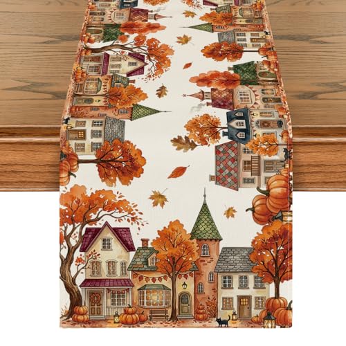 Fall Table Runner 13x90 Inch Beige Polyester Home Decor Party Decor