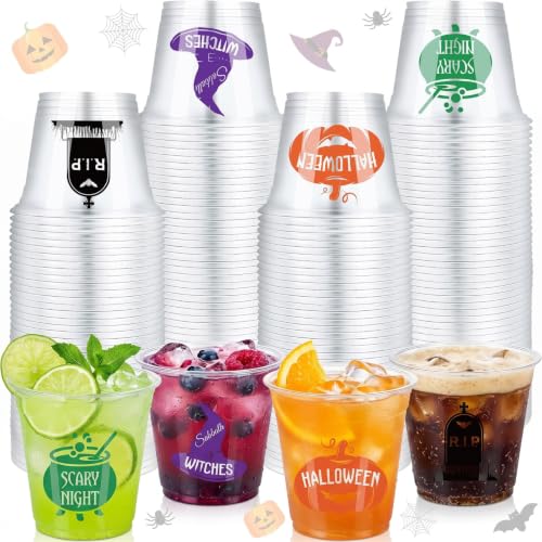 9 oz Halloween Disposable Cups - Vivid Witch and Pumpkin Design, 80 Pack - Cute Style